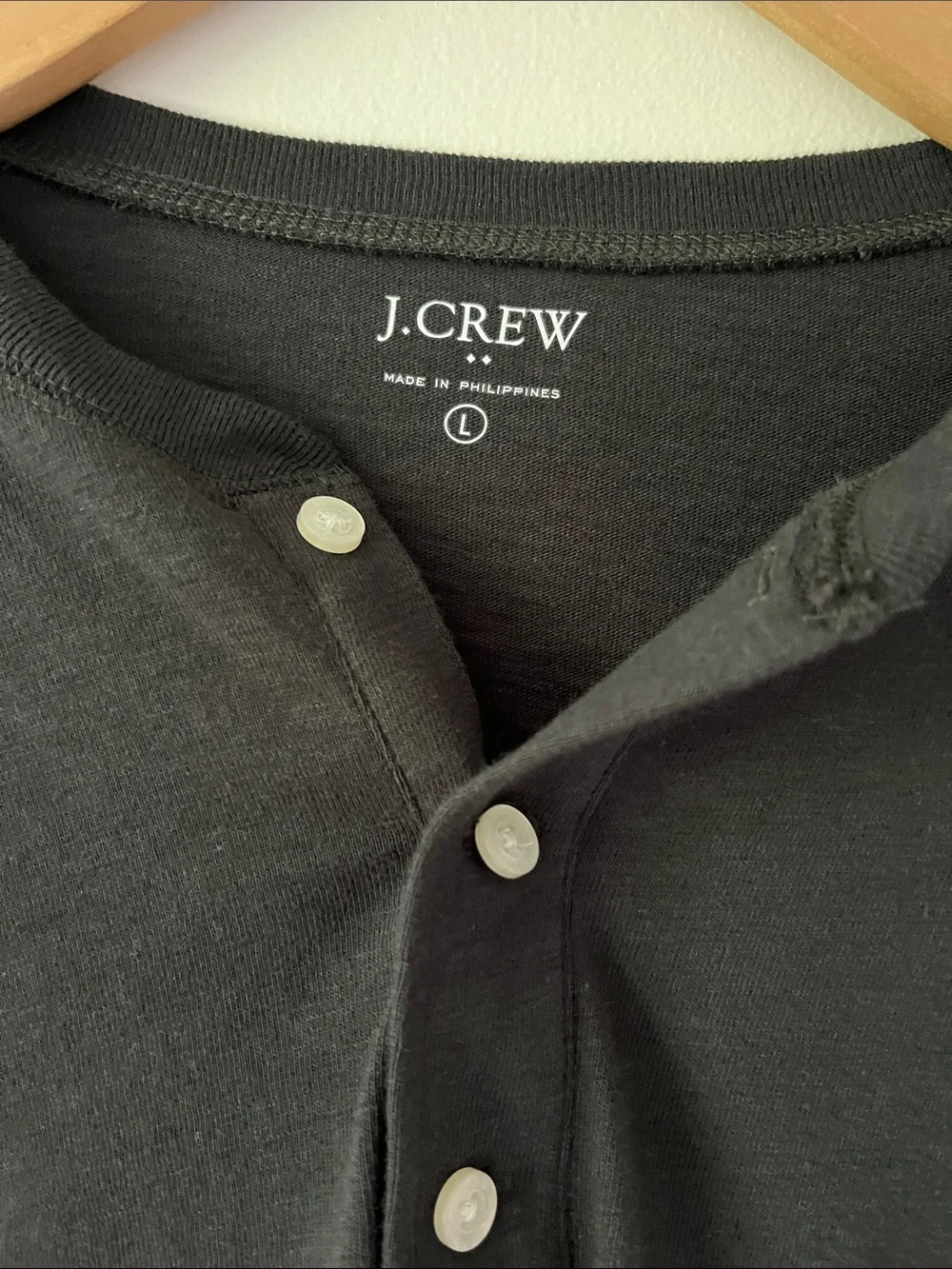 J. Crew Dark Grey Long-Sleeve Henley Shirt 100% Cotton